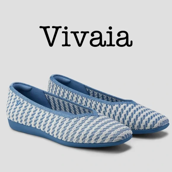 Vivaia Margot Light Blue Square Toes Knit Flats Size 37.5 - Picture 1 of 12